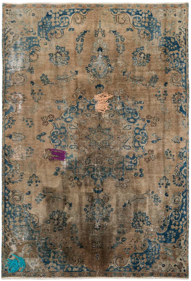 Detail image of 6' 1 x 9' 2 Hand Knotted Ultra Vintage Persian Wool Rug