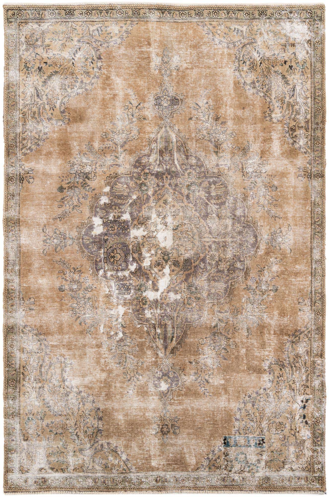 6' 7 x 10' Hand Knotted Ultra Vintage Persian Wool Rug