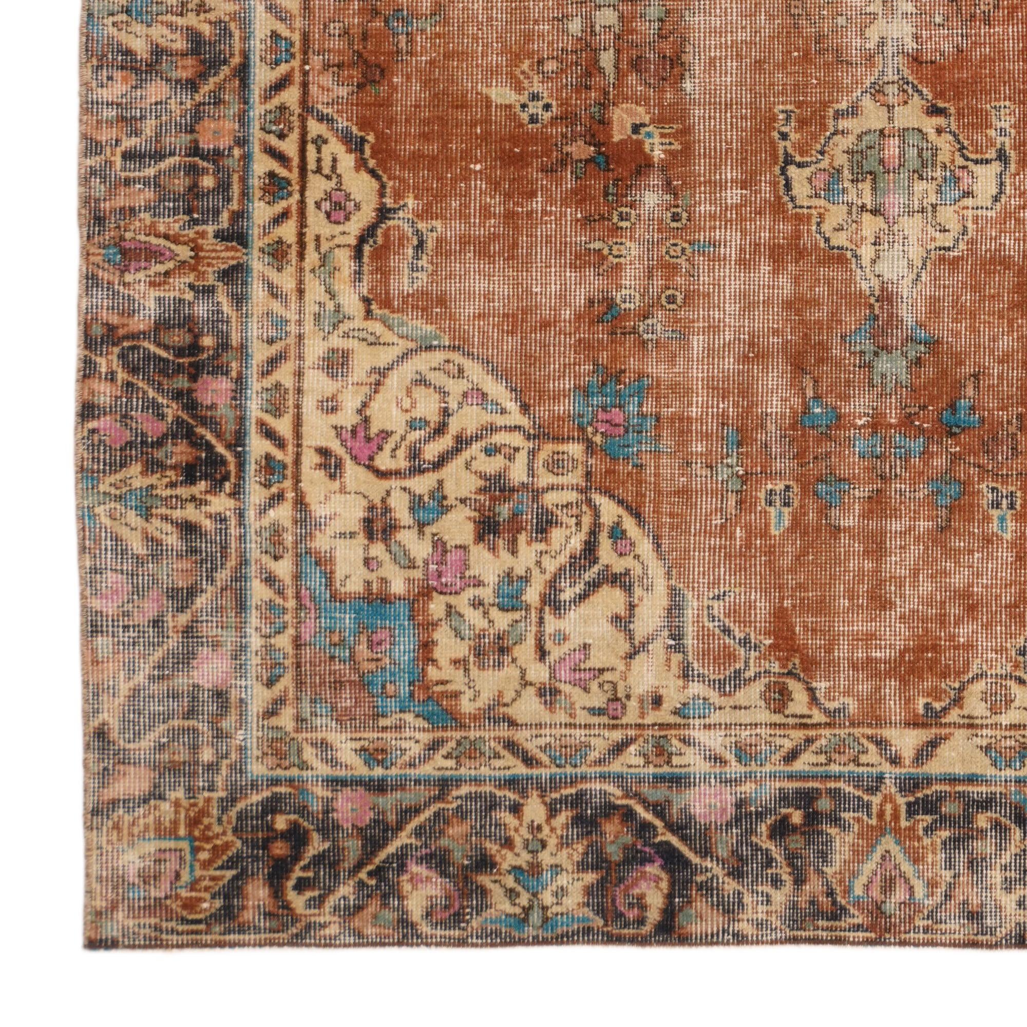 4' 3 x 7' 10 Hand Knotted Ultra Vintage Persian Wool Rug