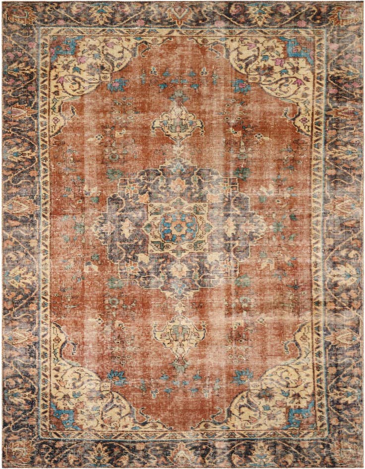 Detail image of 4' 3 x 7' 10 Hand Knotted Ultra Vintage Persian Wool Rug
