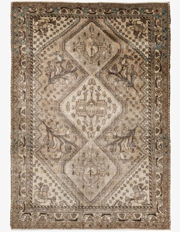 4' 8 x 7' Hand Knotted Ultra Vintage Persian Wool Rug