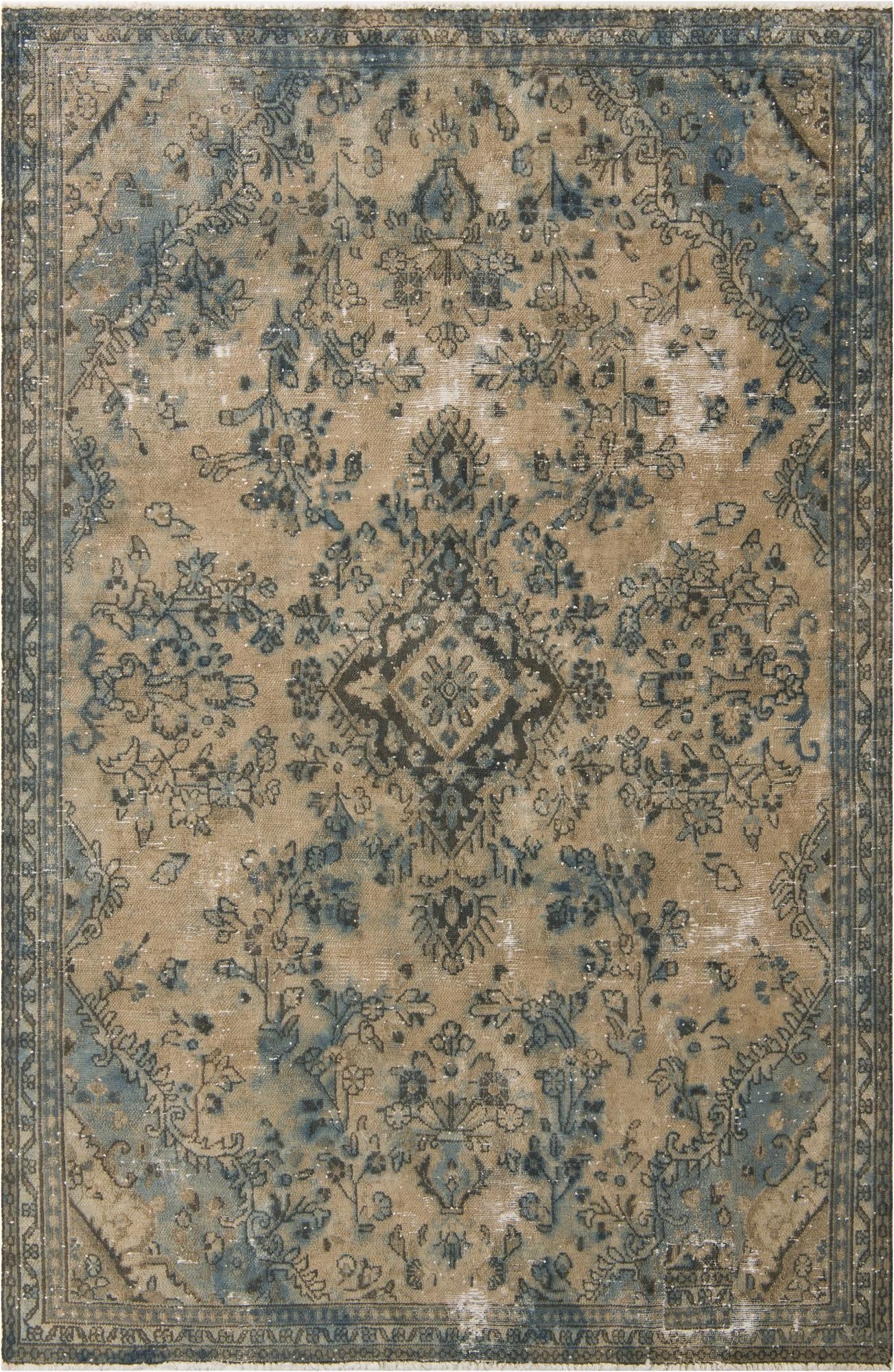 6' 6 x 9' 10  Hand Knotted Ultra Vintage Persian Wool Rug