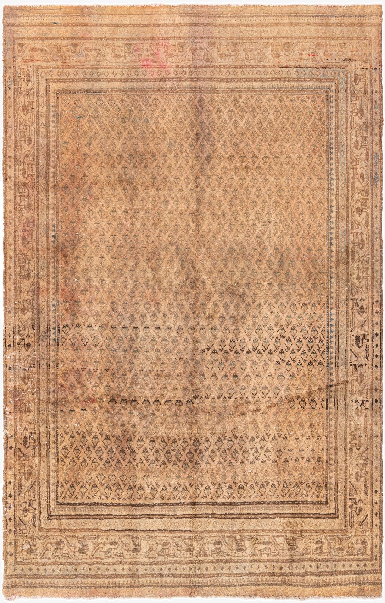 6' 4 x 10' 3  Hand Knotted Ultra Vintage Persian Wool Rug