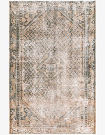 4' 2 x 6' 4 Hand Knotted Ultra Vintage Persian Wool Rug