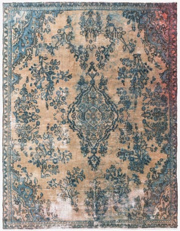 7' 2 x 9' 6 Hand Knotted Ultra Vintage Persian Wool Rug