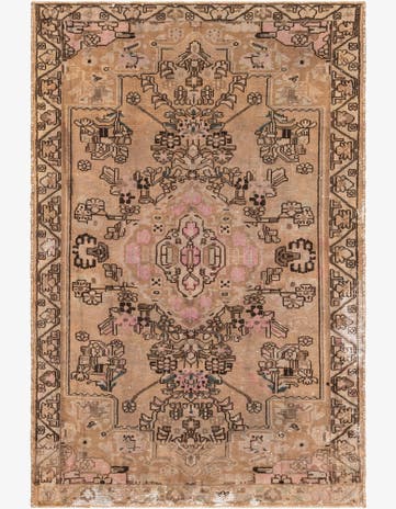 4' 5 x 6' 8 Hand Knotted Ultra Vintage Persian Wool Rug
