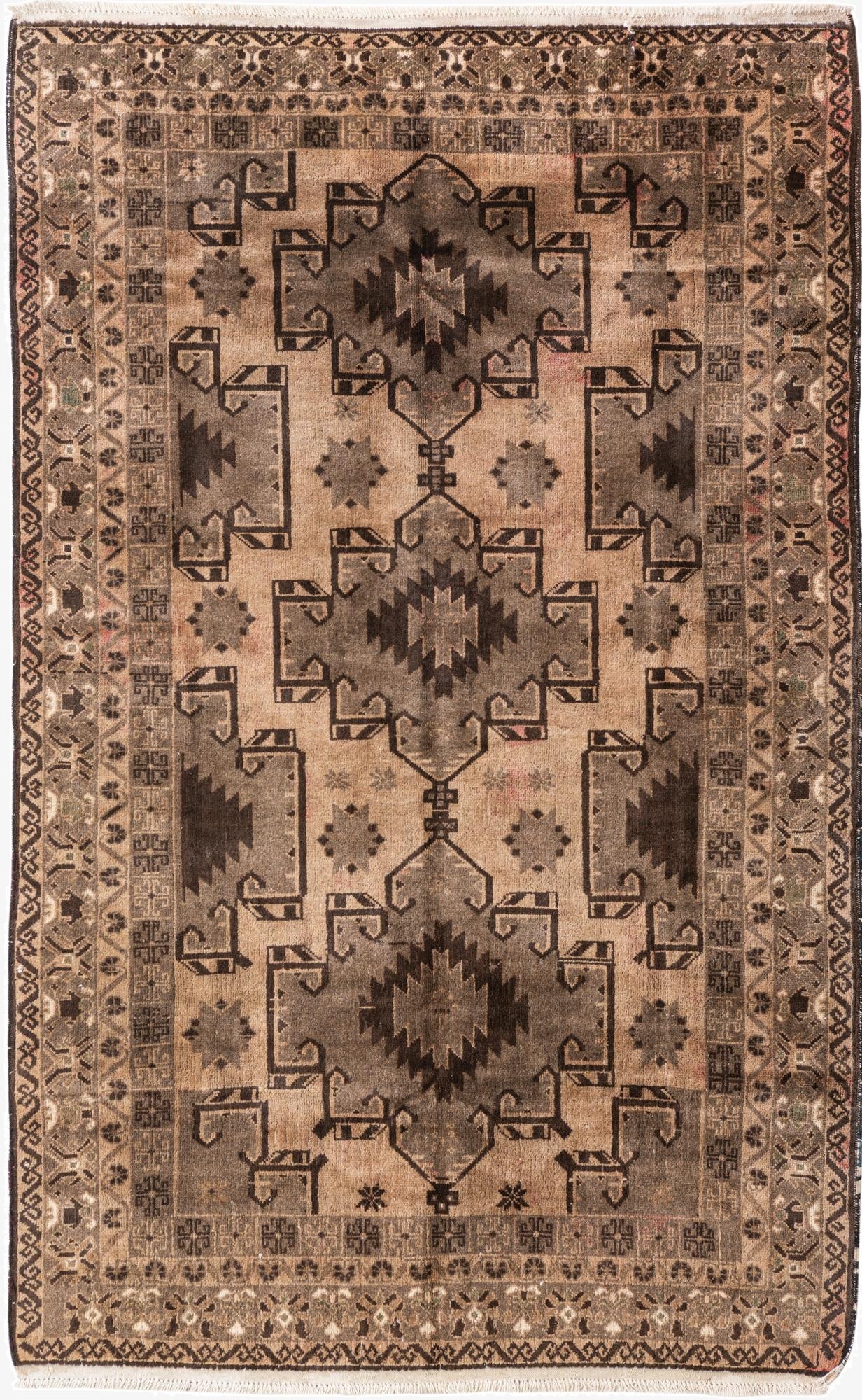 4' x 6' 4  Hand Knotted Ultra Vintage Persian Wool Rug