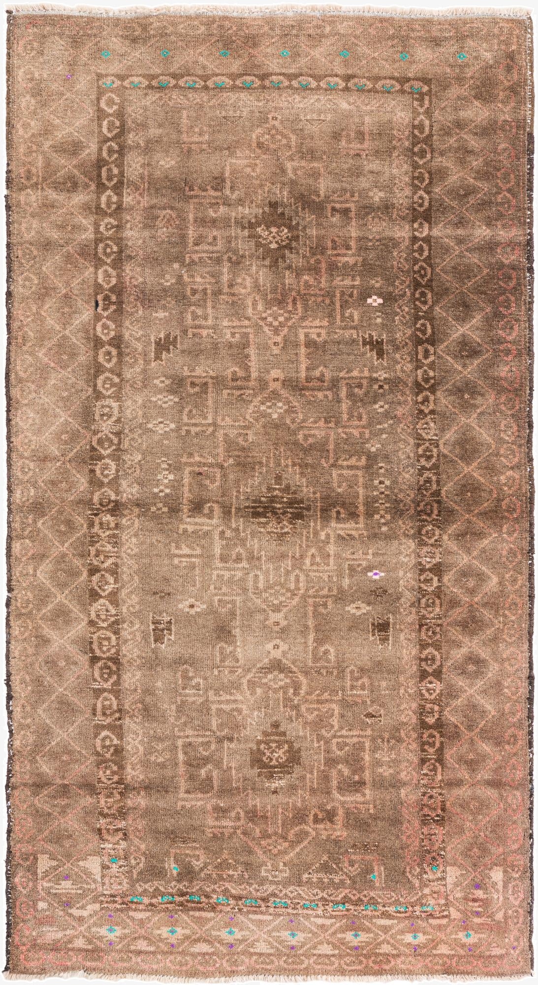 3' 3 x 6' 2  Hand Knotted Ultra Vintage Persian Wool Rug