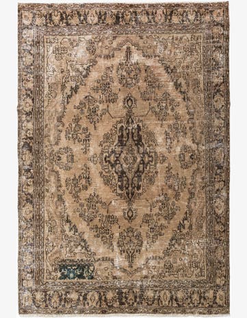 6' 8 x 9' 7 Hand Knotted Ultra Vintage Persian Wool Rug