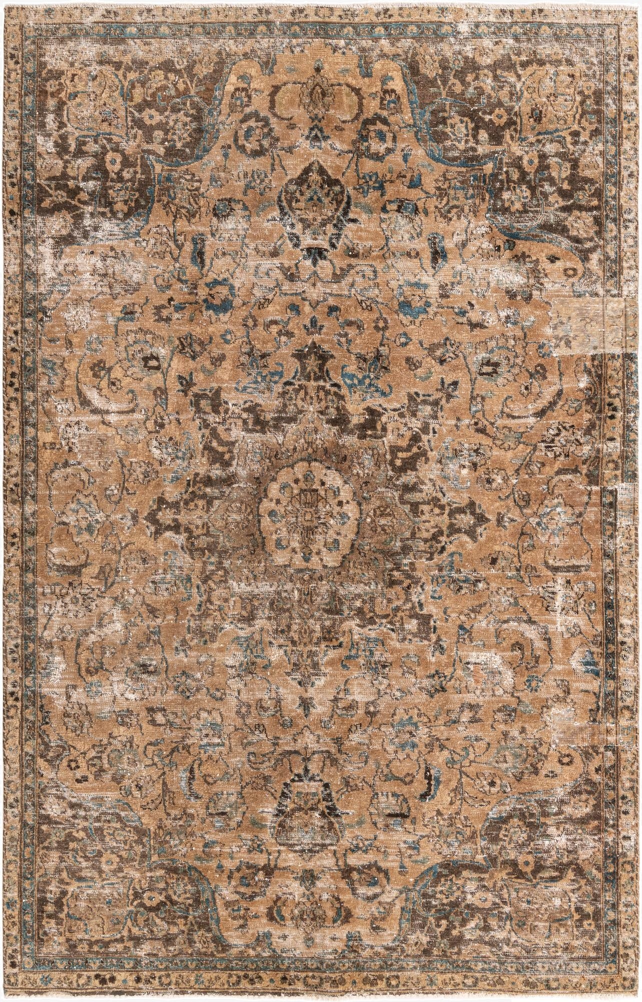 6' x 9' 2  Hand Knotted Ultra Vintage Persian Wool Rug