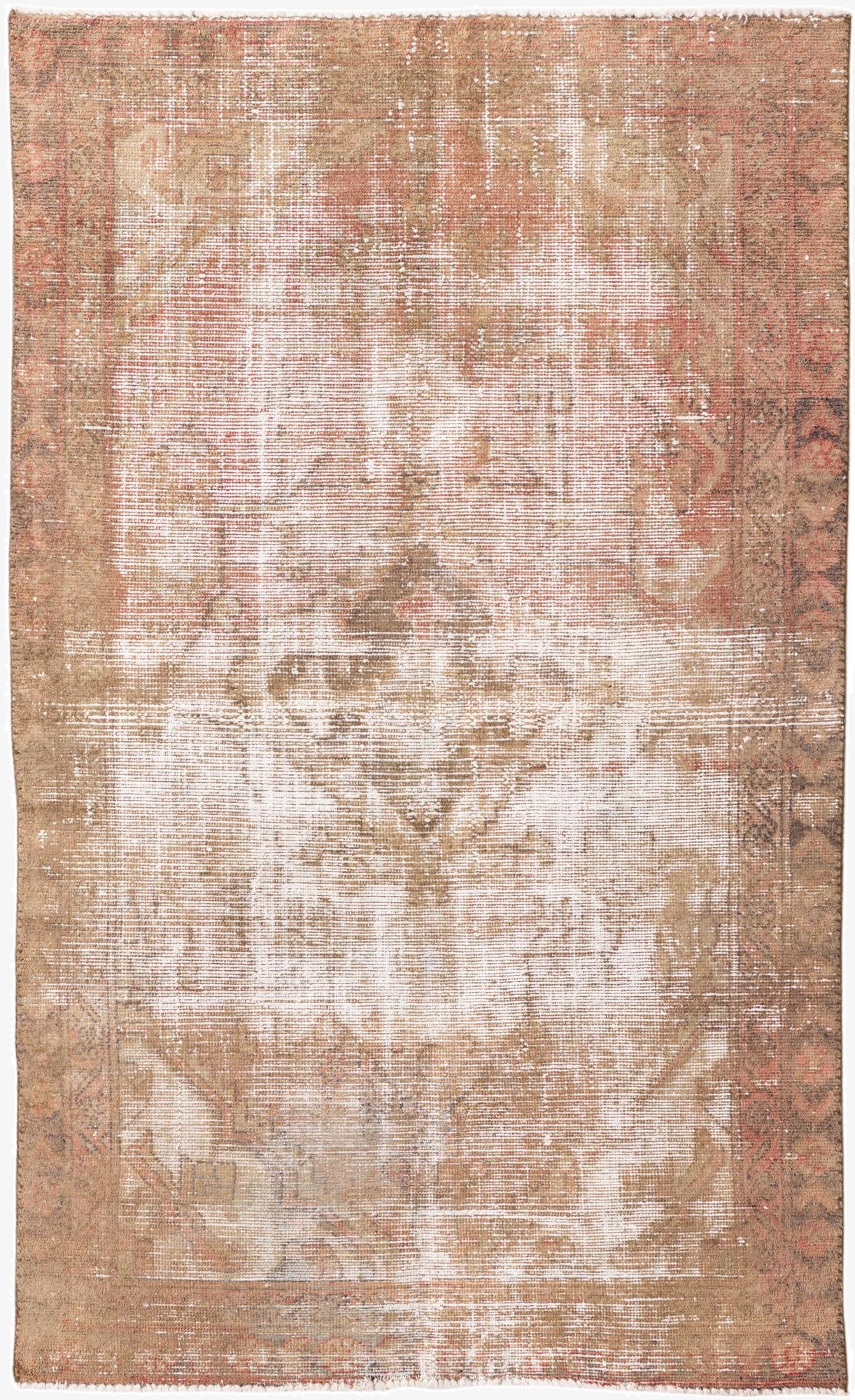 4' x 6' 6  Hand Knotted Ultra Vintage Persian Wool Rug