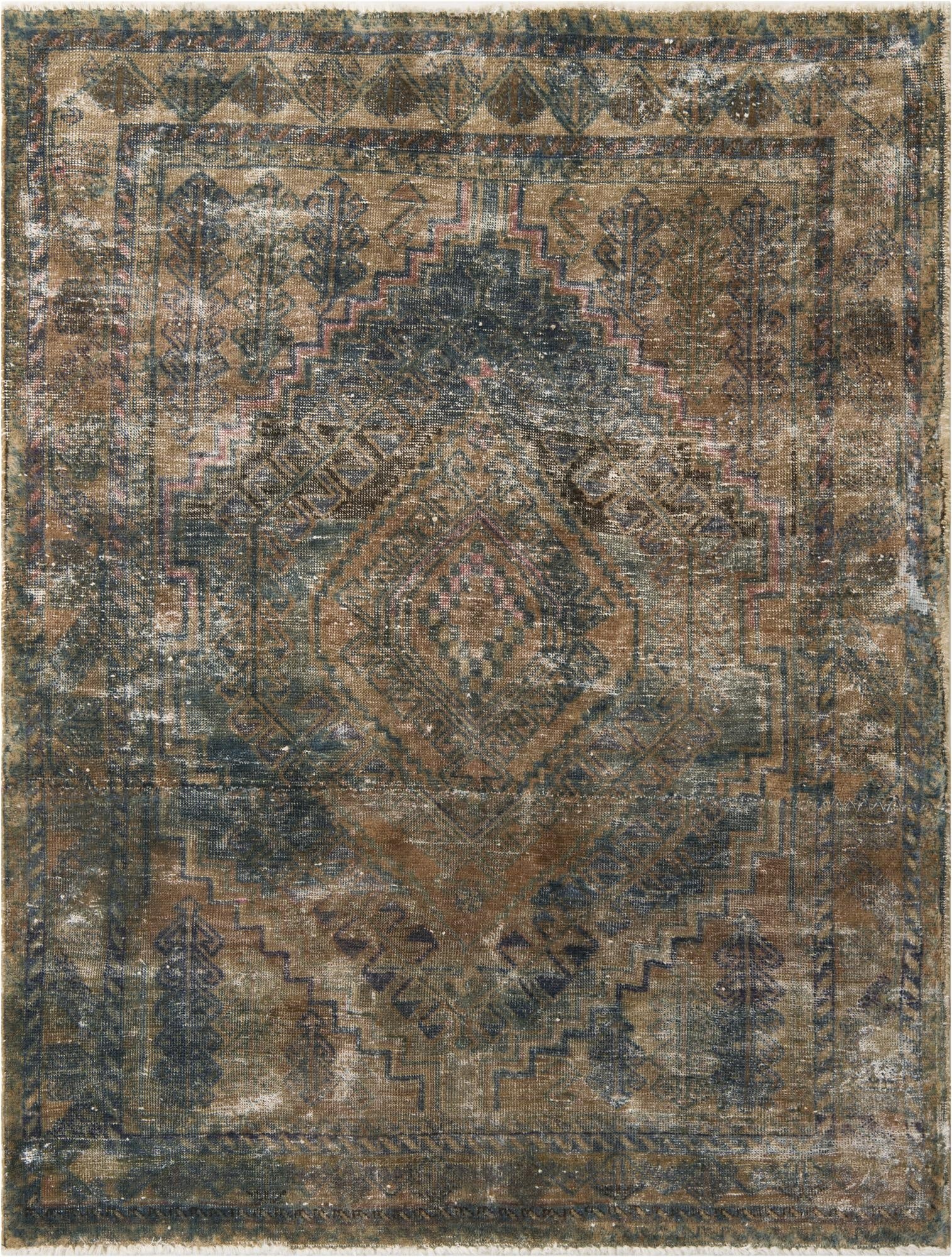 155cm x 198cm  Hand Knotted Ultra Vintage Persa Wool Alfombra