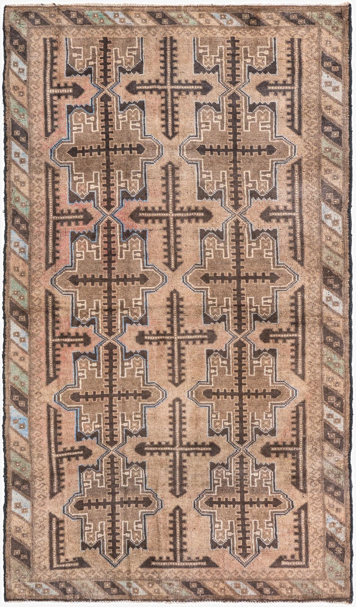 3' 6 x 6' 2  Hand Knotted Ultra Vintage Persian Wool Rug