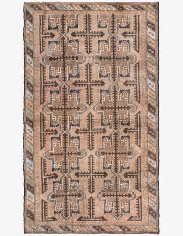 3' 6 x 6' 2 Hand Knotted Ultra Vintage Persian Wool Rug