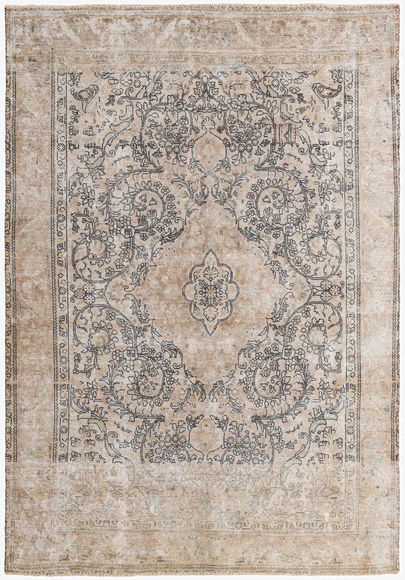 6' 2 x 9' 7  Hand Knotted Ultra Vintage Persian Wool Rug