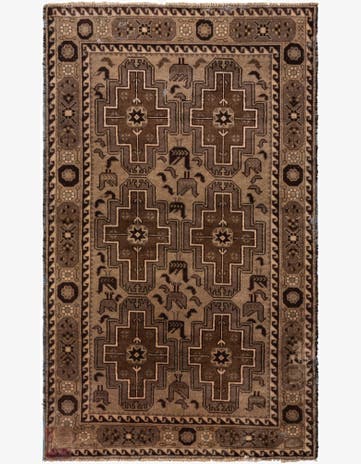 3' 10 x 6' 4 Hand Knotted Ultra Vintage Persian Wool Rug