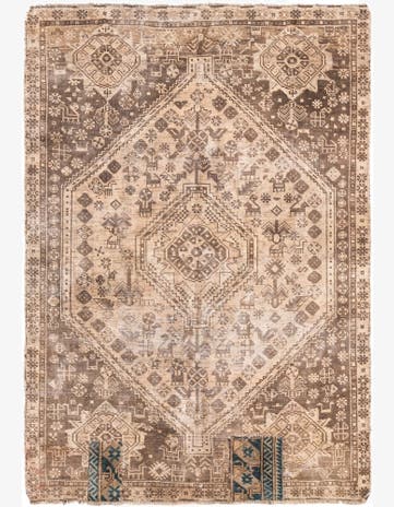 4' 4 x 6' 3 Hand Knotted Ultra Vintage Persian Wool Rug