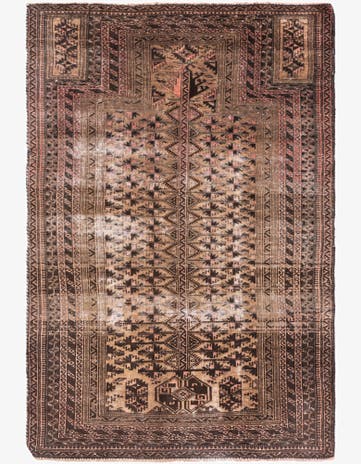 3' 4 x 5' 2 Hand Knotted Ultra Vintage Persian Wool Rug
