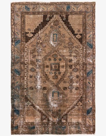 4' 2 x 6' 3 Hand Knotted Ultra Vintage Persian Wool Rug