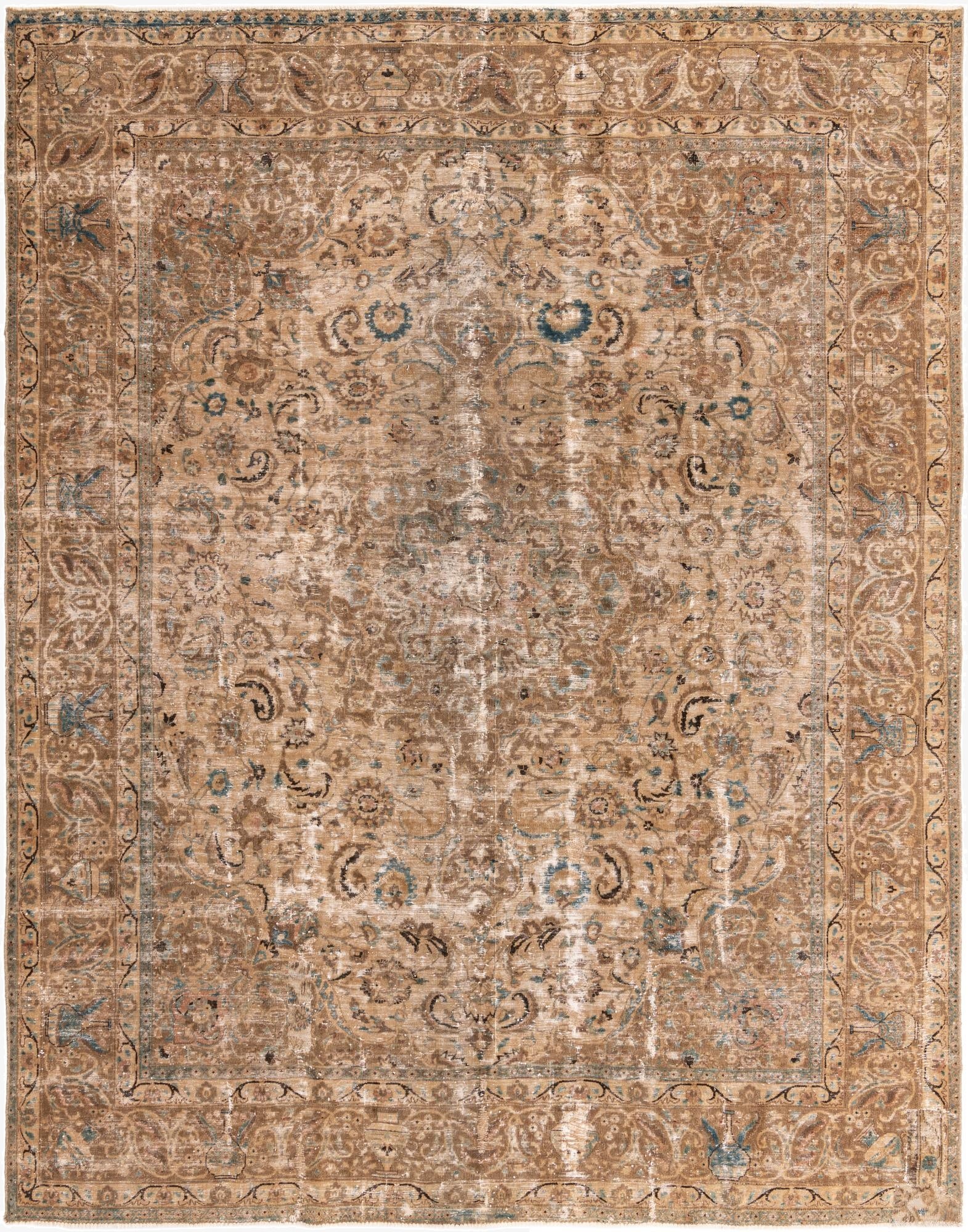 9' 7 x 12' 3  Hand Knotted Ultra Vintage Persian Wool Rug