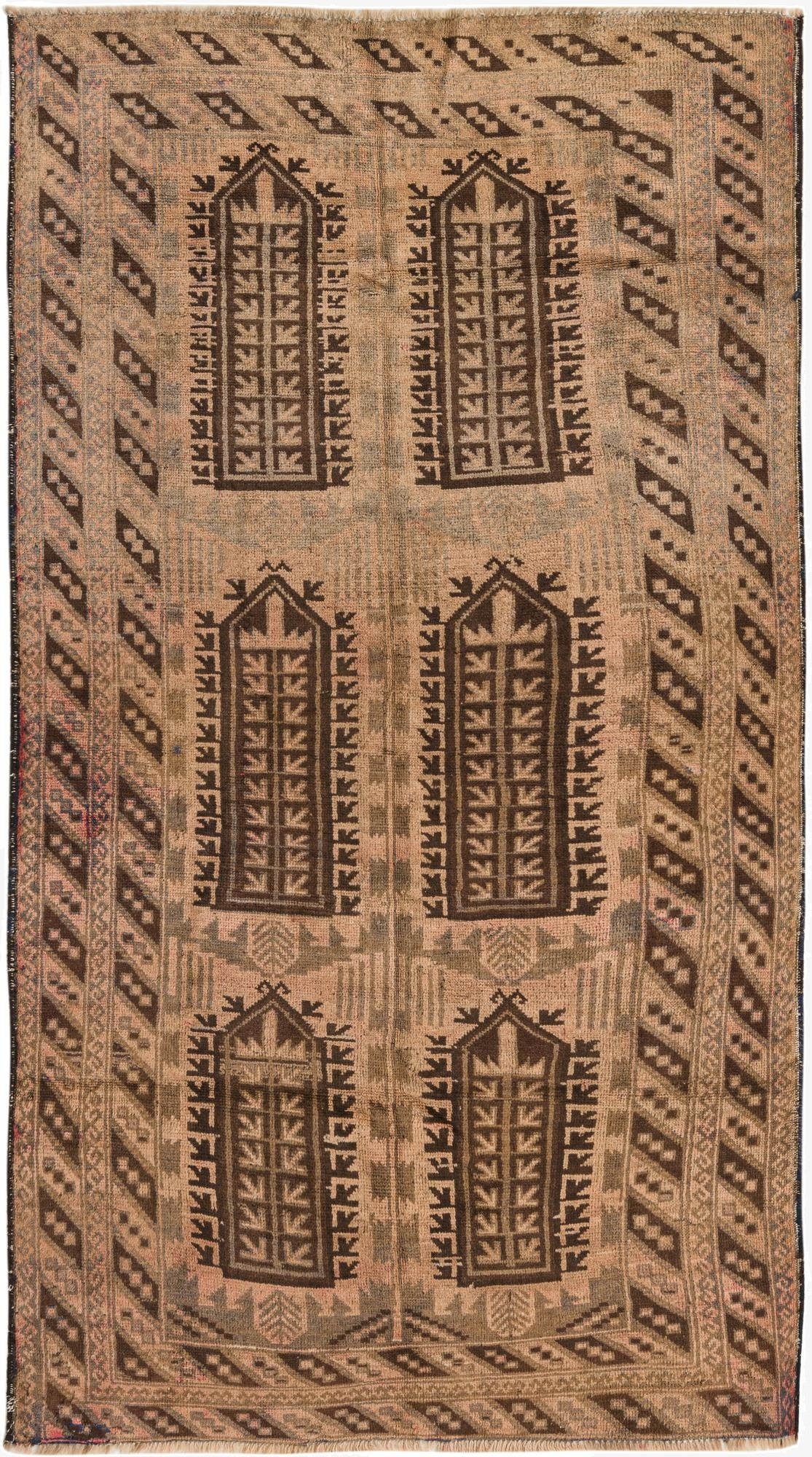 3' 7 x 6' 7  Hand Knotted Ultra Vintage Persian Wool Rug