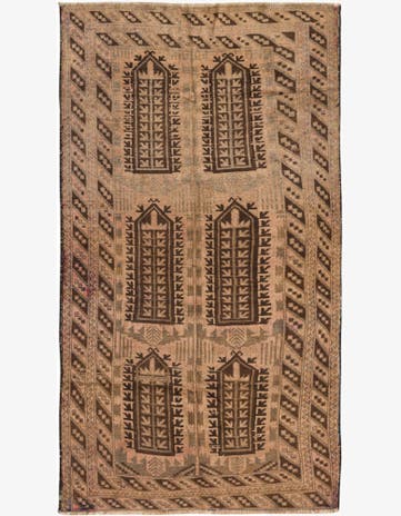 3' 7 x 6' 7 Hand Knotted Ultra Vintage Persian Wool Rug