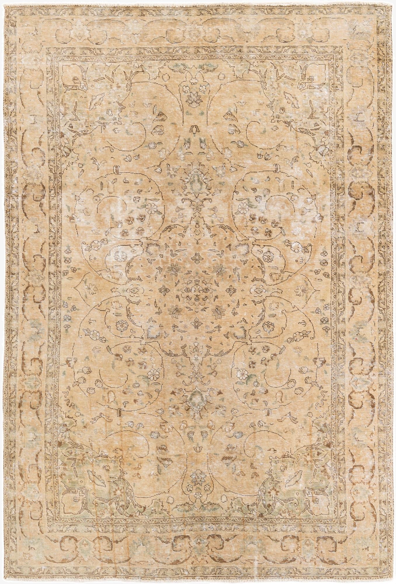 6' 6 x 10'  Hand Knotted Ultra Vintage Persian Wool Rug