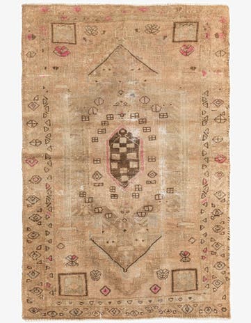 4' x 6' 4 Hand Knotted Ultra Vintage Persian Wool Rug