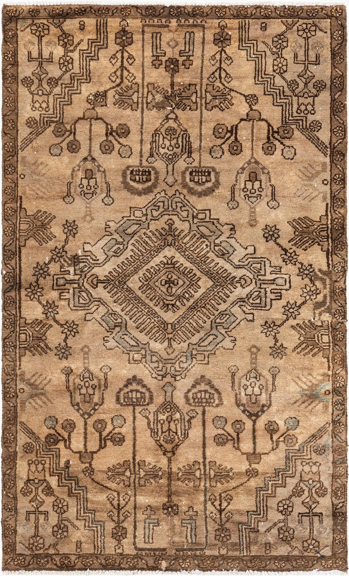 3' 7 x 6'  Hand Knotted Ultra Vintage Persian Wool Rug