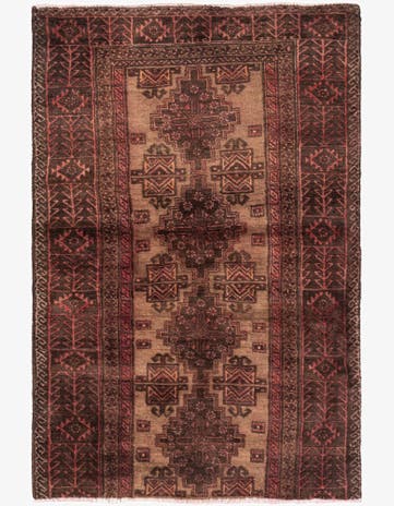 3' 2 x 4' 9 Hand Knotted Ultra Vintage Persian Wool Rug