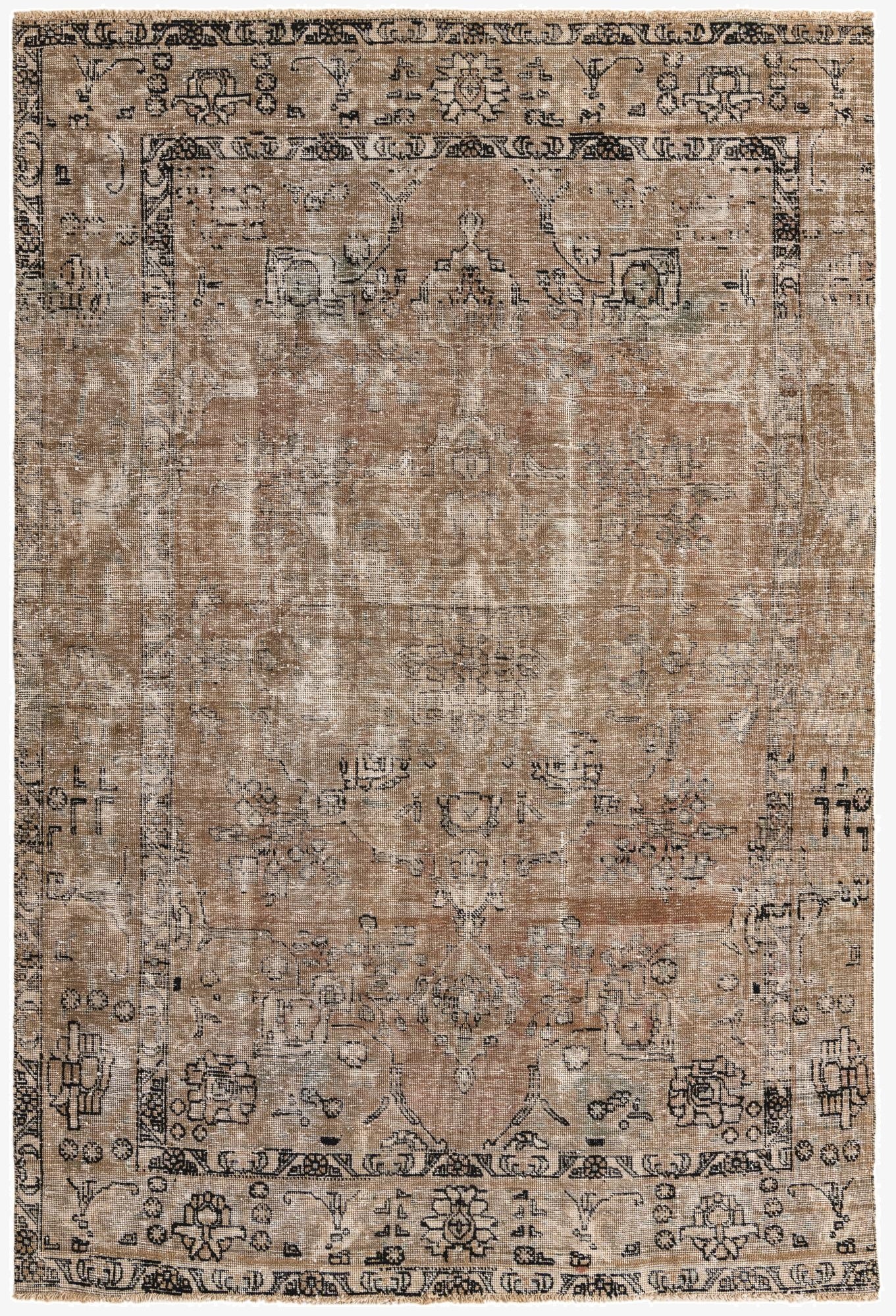 6' 5 x 9' 6  Hand Knotted Ultra Vintage Persian Wool Rug