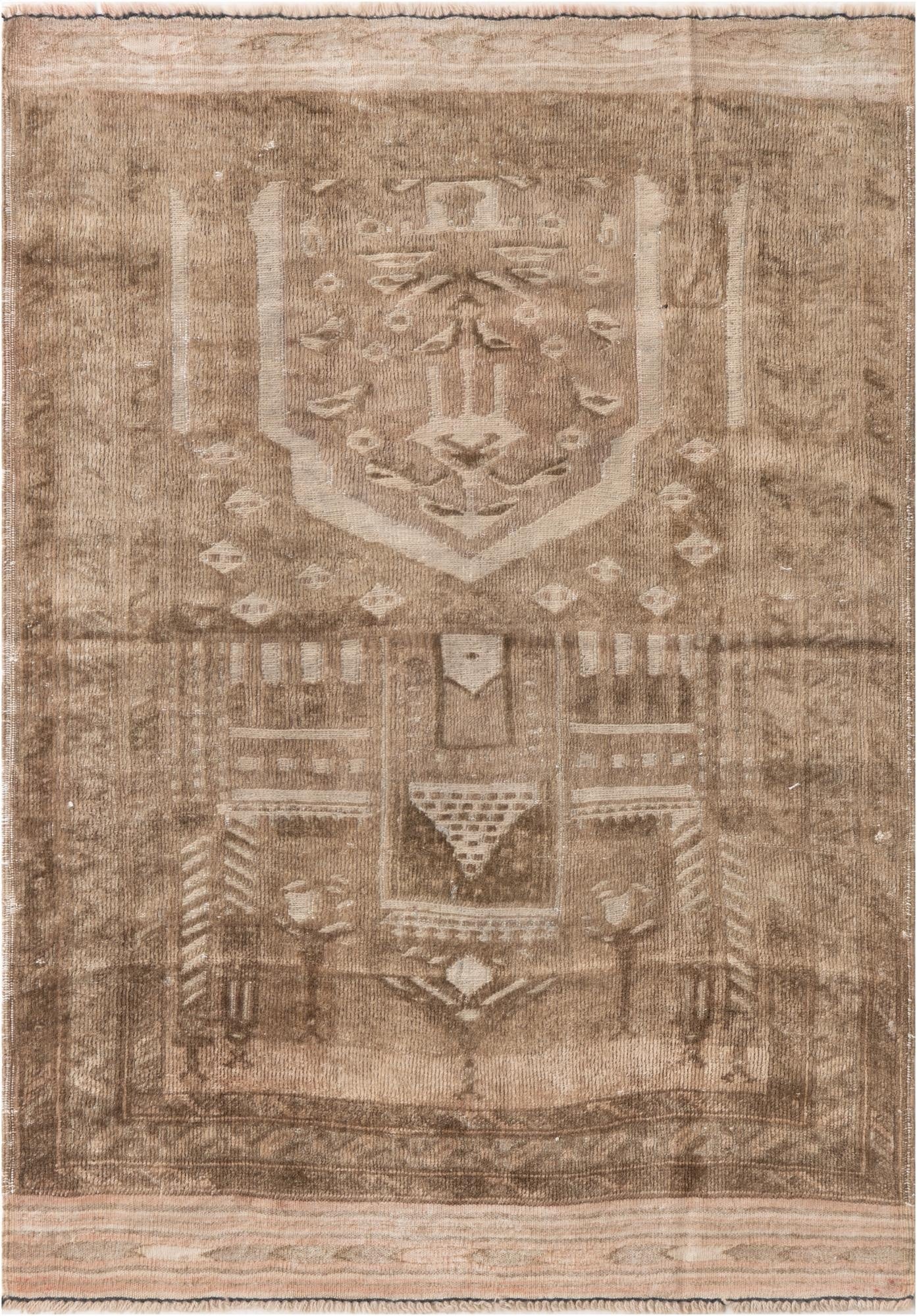 3' 1 x 4' 3  Hand Knotted Ultra Vintage Persian Wool Rug