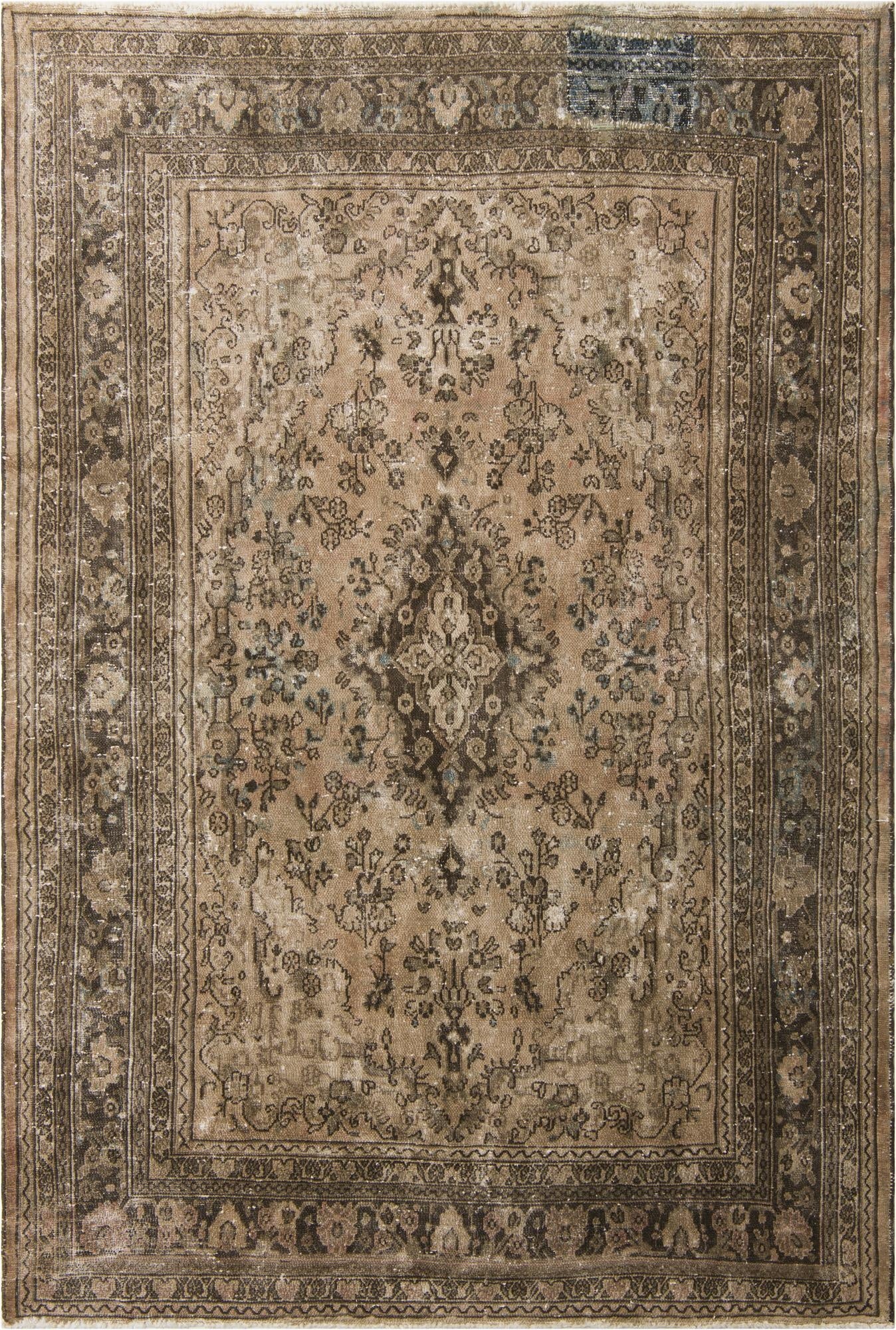 7' x 10' 6  Hand Knotted Ultra Vintage Persian Wool Rug