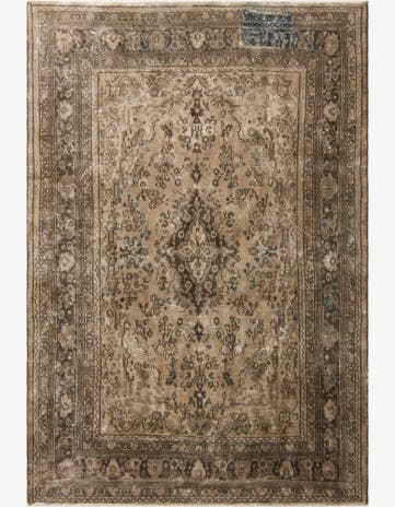 7' x 10' 6 Hand Knotted Ultra Vintage Persian Wool Rug