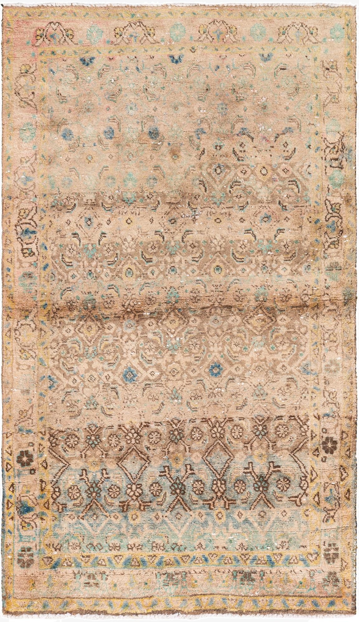 3' 9 x 6' 7  Hand Knotted Ultra Vintage Persian Wool Rug