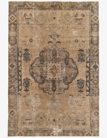 6' x 8' 9 Hand Knotted Ultra Vintage Persian Wool Rug
