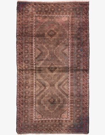 3' 7 x 6' 6 Hand Knotted Ultra Vintage Persian Wool Rug