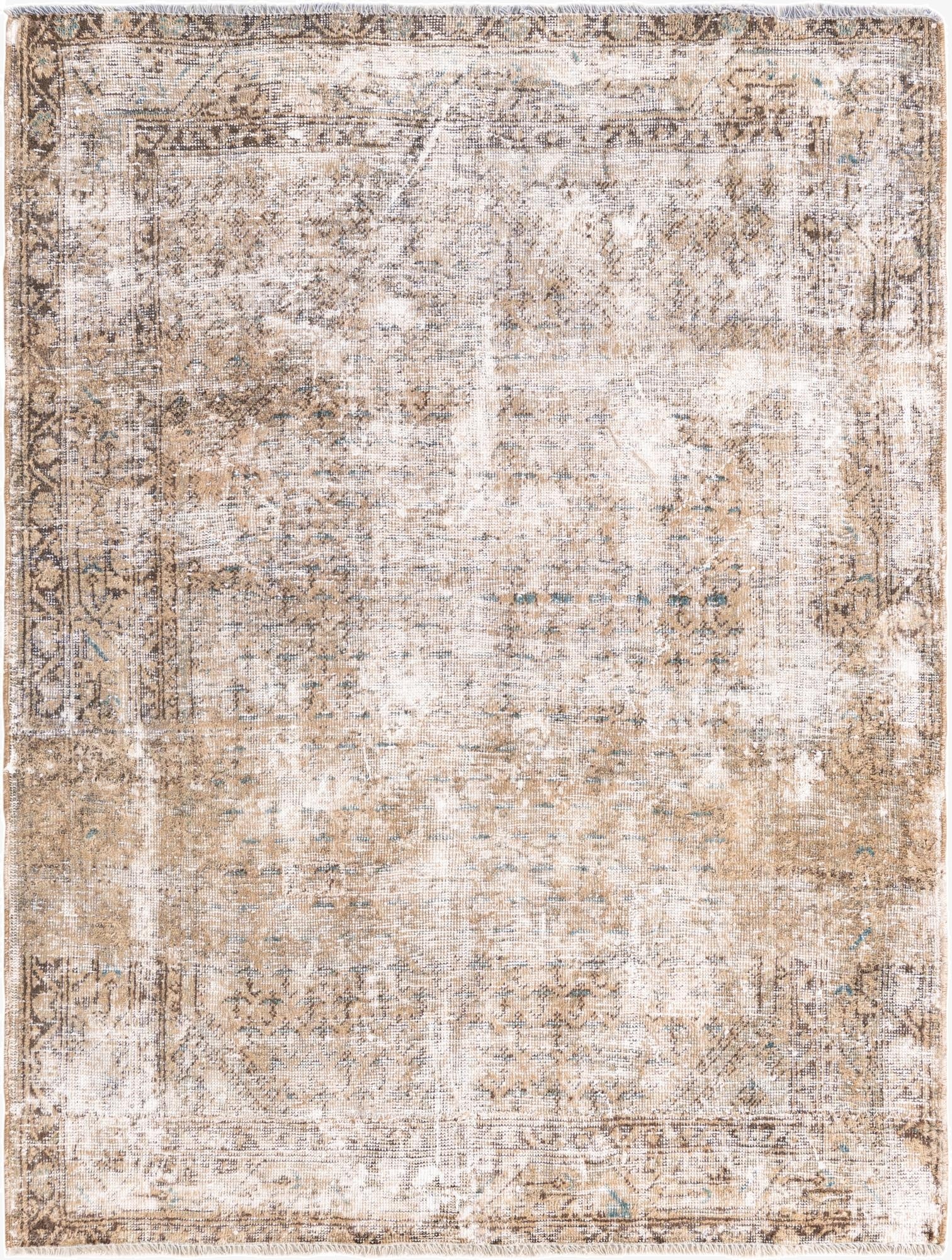 4' 2 x 5' 5  Hand Knotted Ultra Vintage Persian Wool Rug