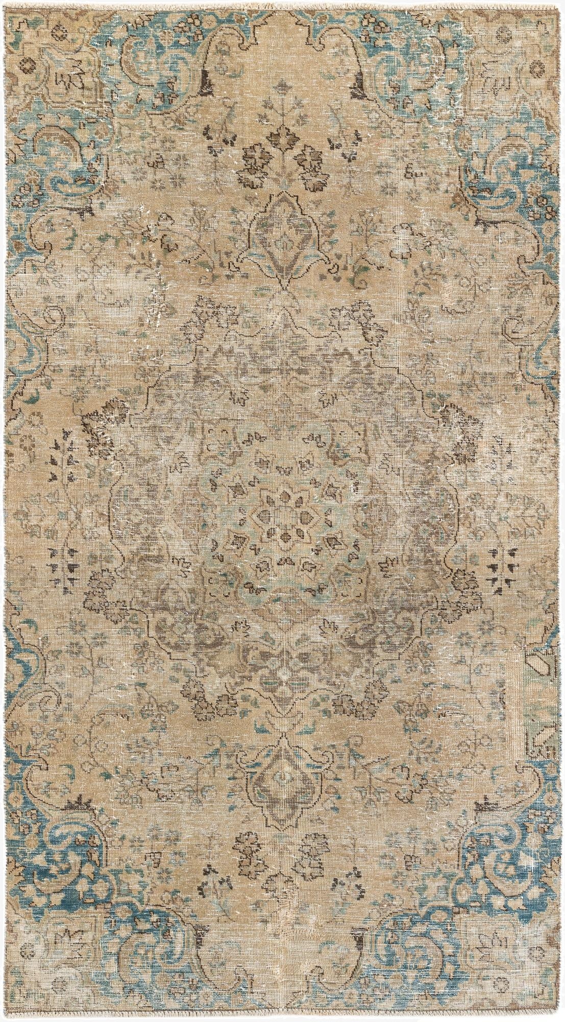 4' 10 x 7'  Hand Knotted Ultra Vintage Persian Wool Rug