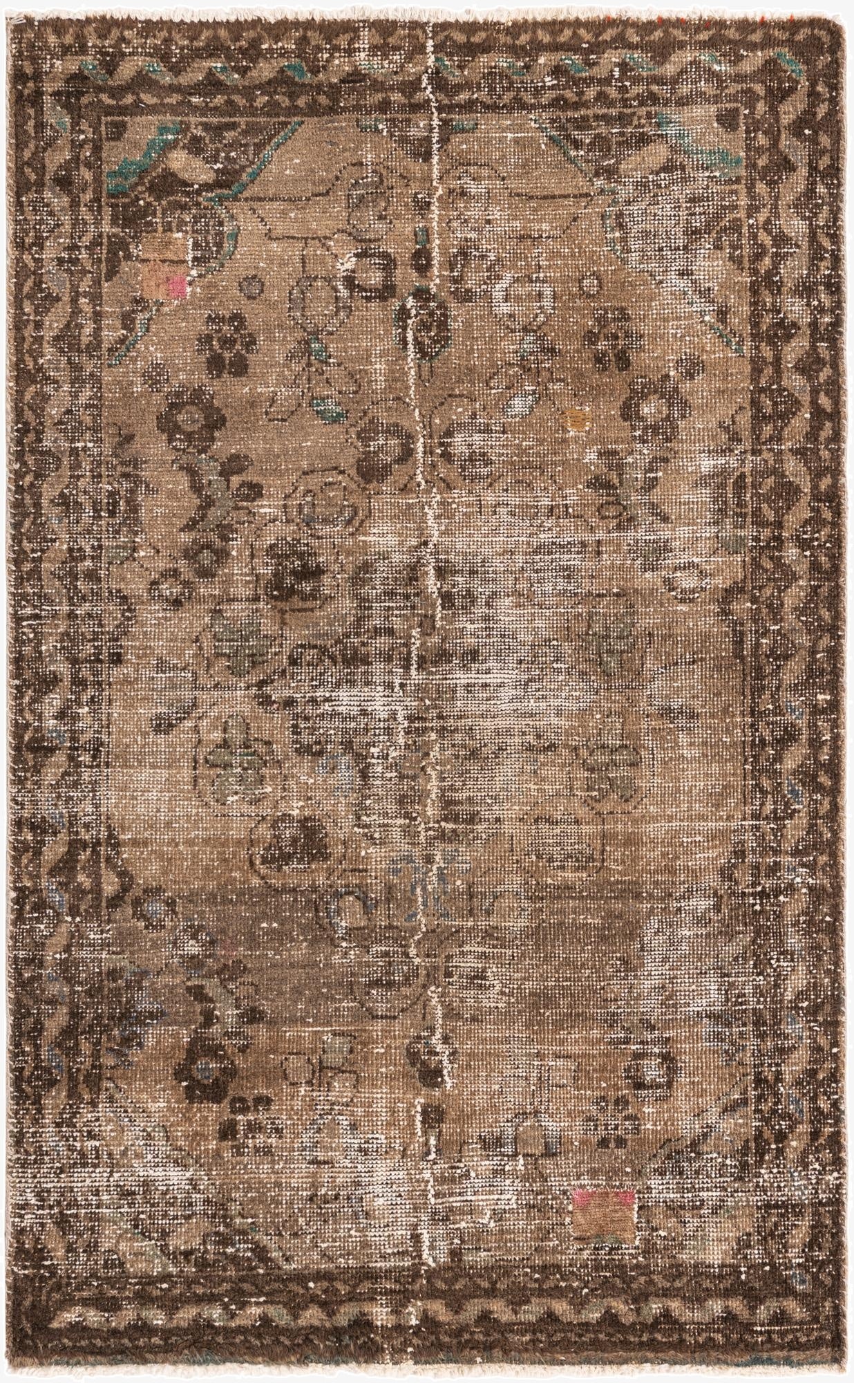 3' 10 x 6' 5  Hand Knotted Ultra Vintage Persian Wool Rug