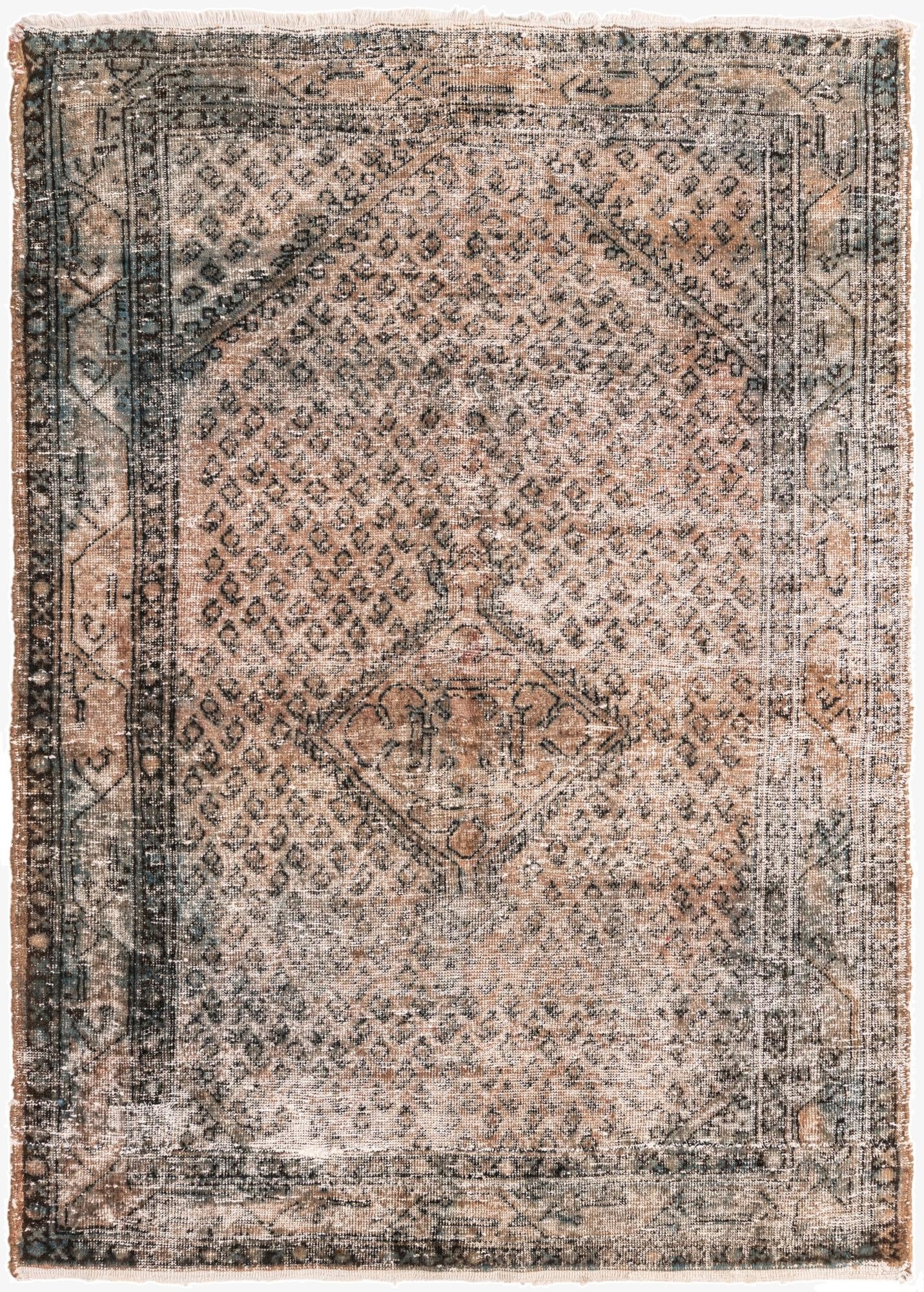 4' 4 x 6' 2  Hand Knotted Ultra Vintage Persian Wool Rug