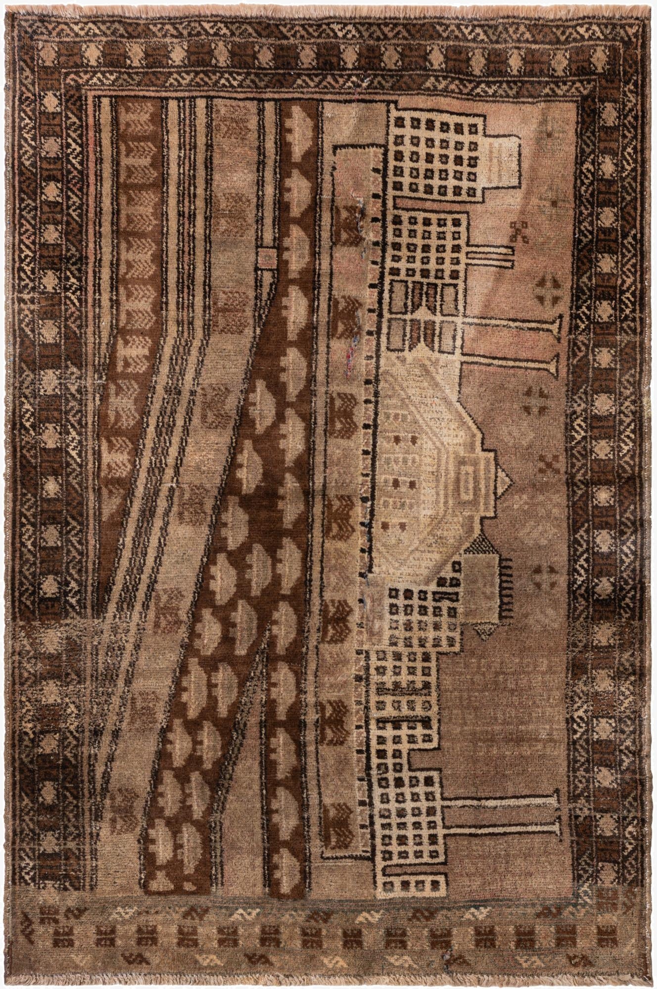 3' x 4' 4  Hand Knotted Ultra Vintage Persian Wool Rug