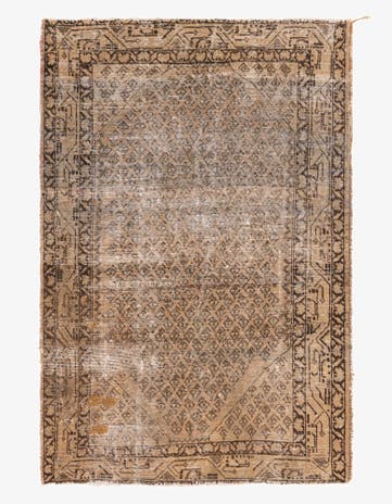 4' 2 x 6' 4 Hand Knotted Ultra Vintage Persian Wool Rug