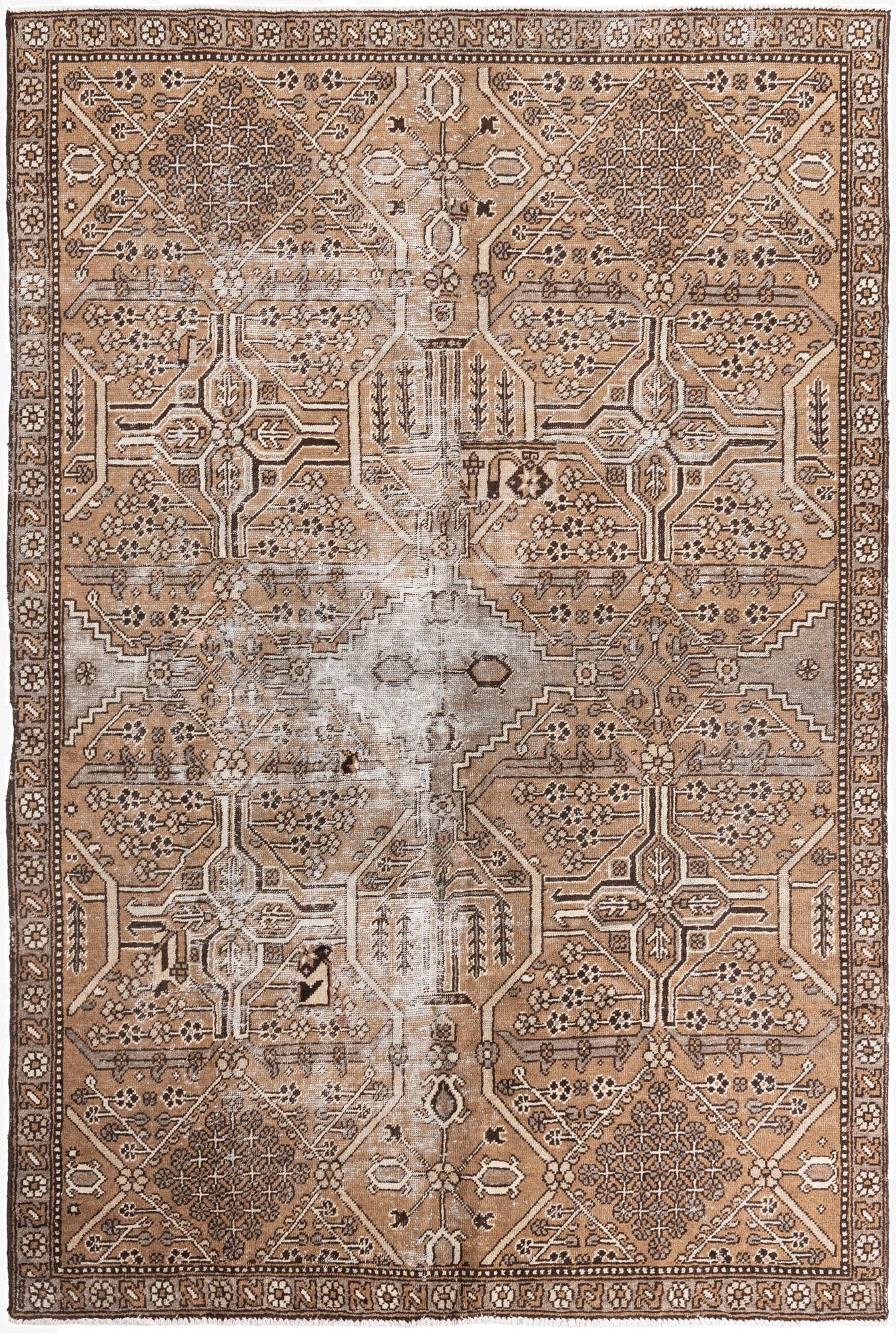 6' 6 x 9' 10  Hand Knotted Ultra Vintage Persian Wool Rug