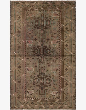 3' 10 x 6' 2 Hand Knotted Ultra Vintage Persian Wool Rug