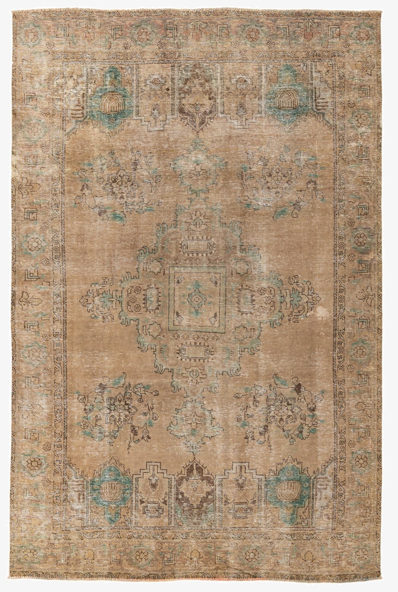 6' 4 x 9' 8  Hand Knotted Ultra Vintage Persian Wool Rug