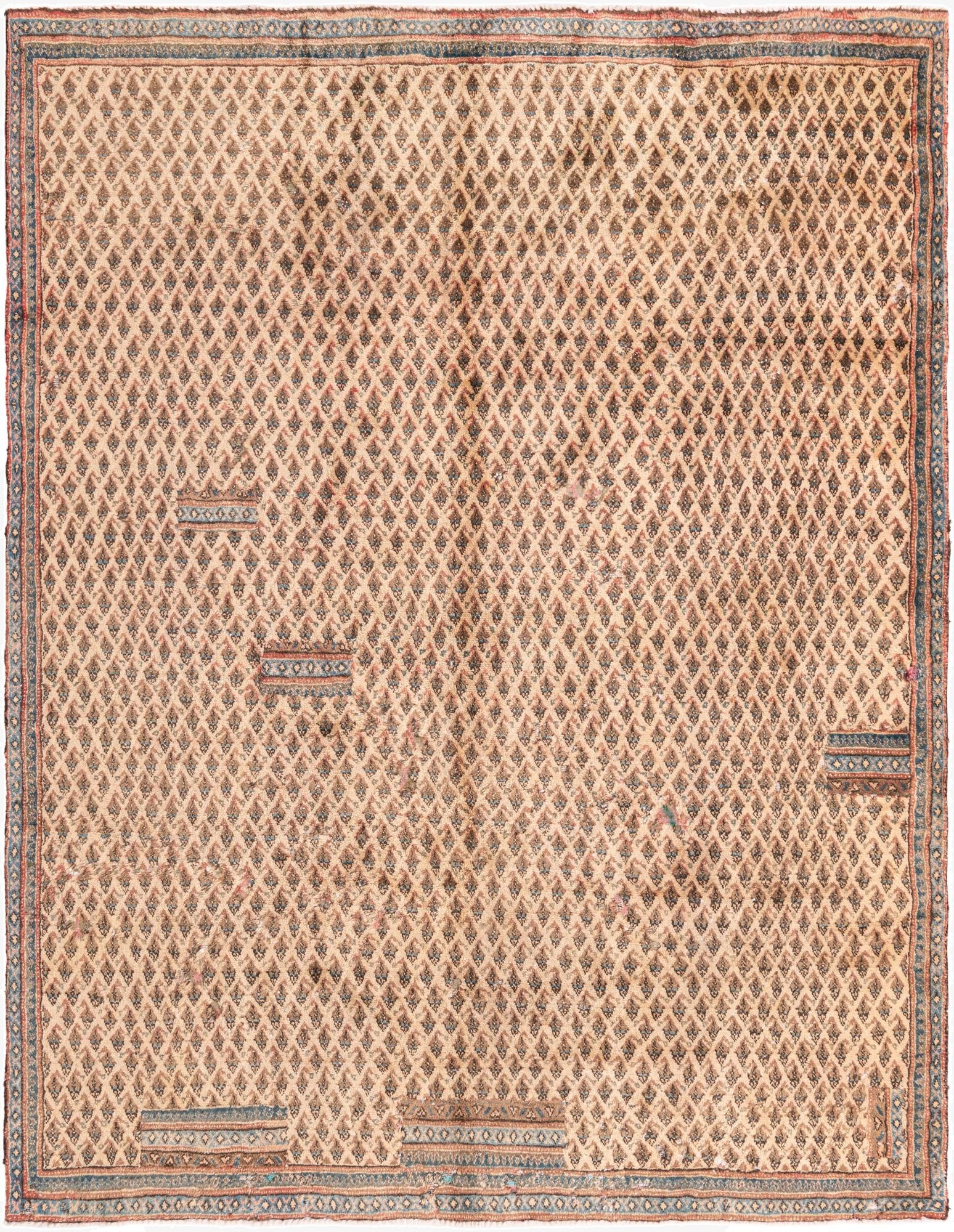 7' x 8' 10  Hand Knotted Ultra Vintage Persian Wool Rug