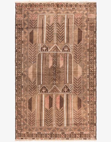 3' 7 x 6' 3 Hand Knotted Ultra Vintage Persian Wool Rug