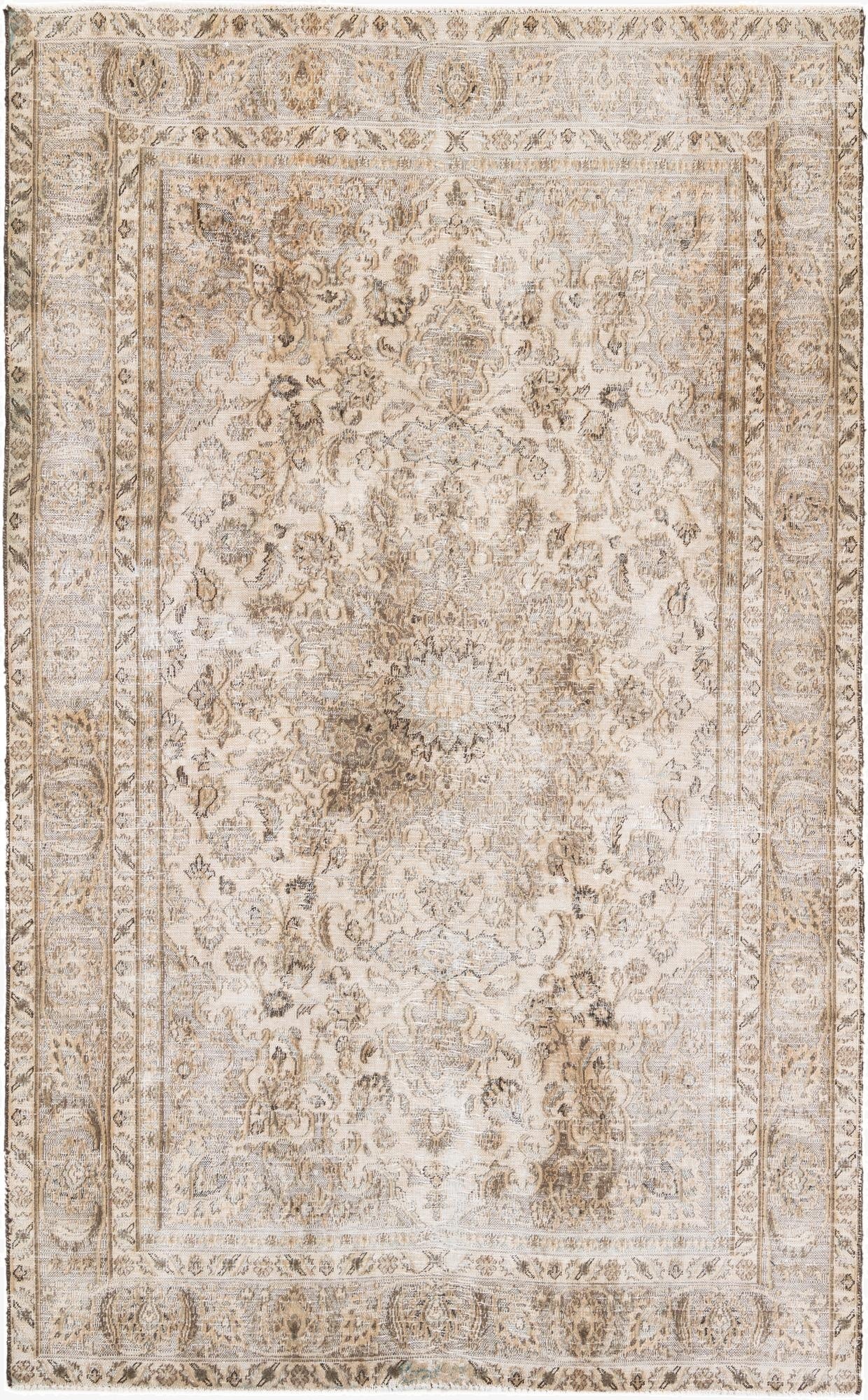 6' x 9' 6  Hand Knotted Ultra Vintage Persian Wool Rug