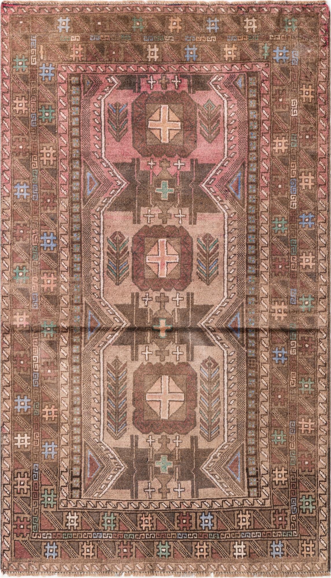 3' 7 x 6' 4  Hand Knotted Ultra Vintage Persian Wool Rug